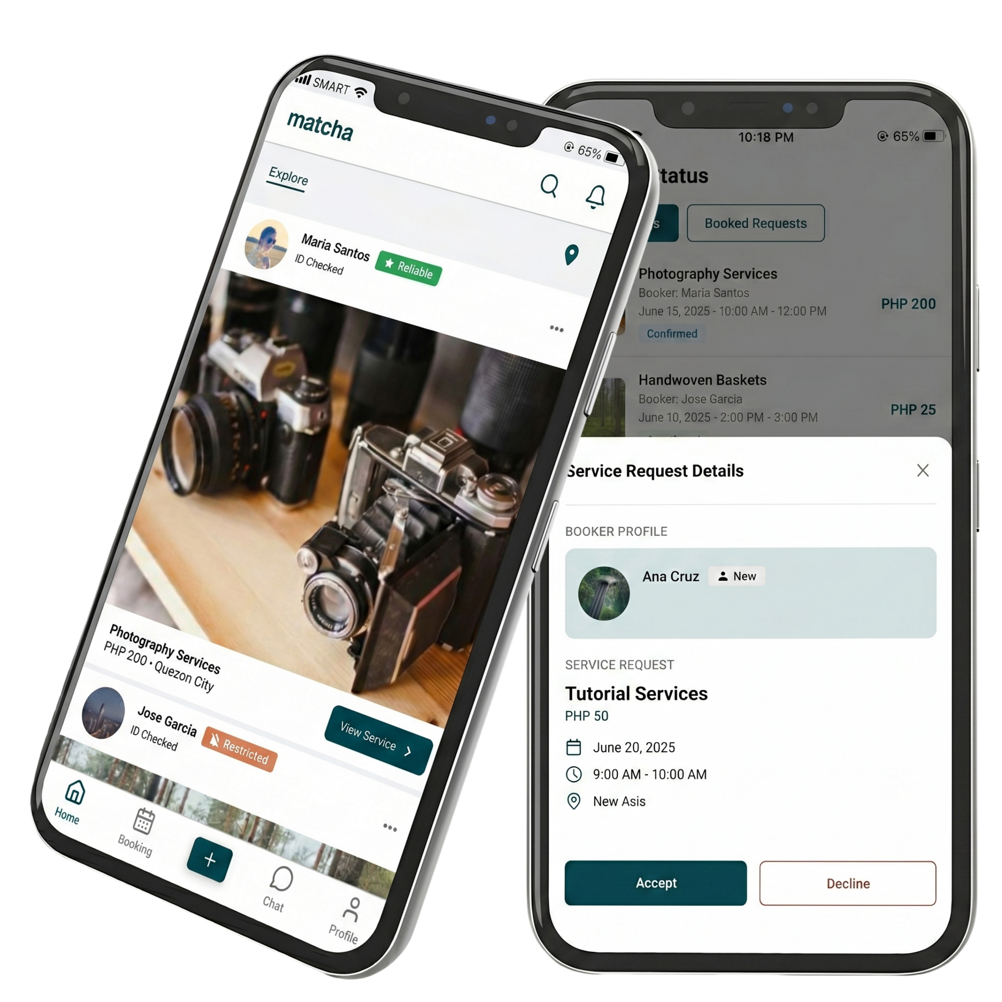 Matcha app on phone